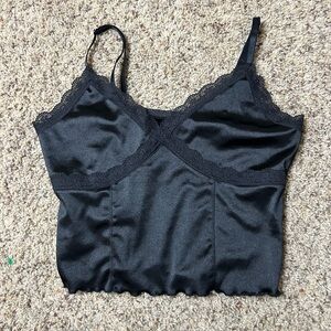 H&M Black Lace Trim Crop Top